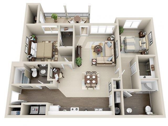 River House Apartments Spokane Valley, Washington Two Bedroom Two Bath 3D Floor Plans River House Apartments Spokane Valley, Washington Two Bedroom Two Bath 3D Floor Plans